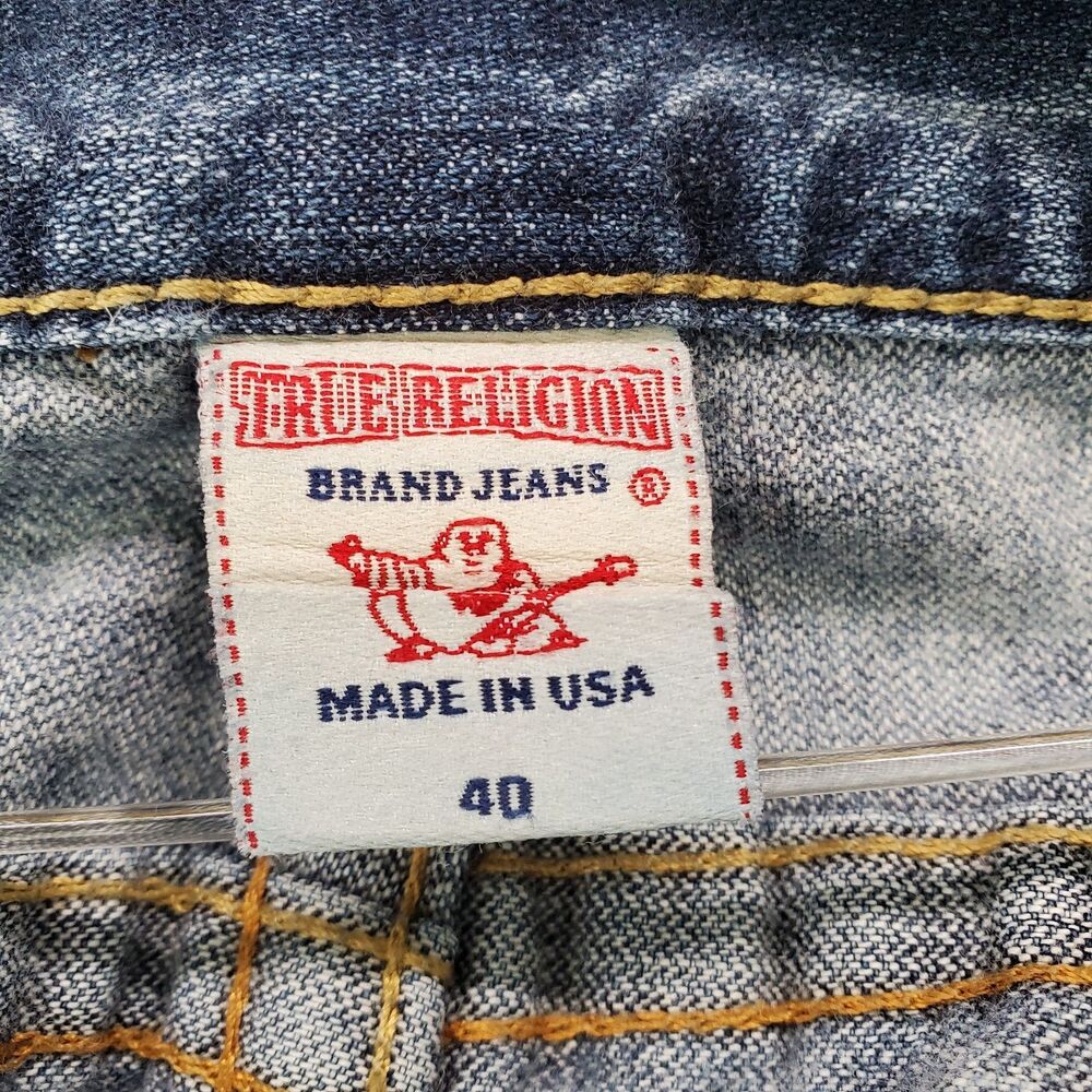 True Religion Jeans Men 40x32 Blue Ricky Relaxed Straight Leg Denim Y2K Pockets - Picture 9 of 13